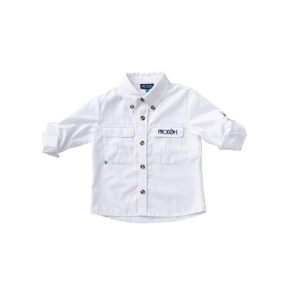 Fishing Shirt in Tonal White Stripe - Baby Bloomers